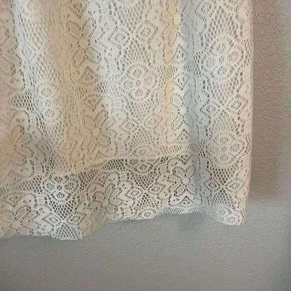 Cotton blend Lace Tiered Dress crochet babydoll style S whimsy spring flirty - Picture 3 of 4